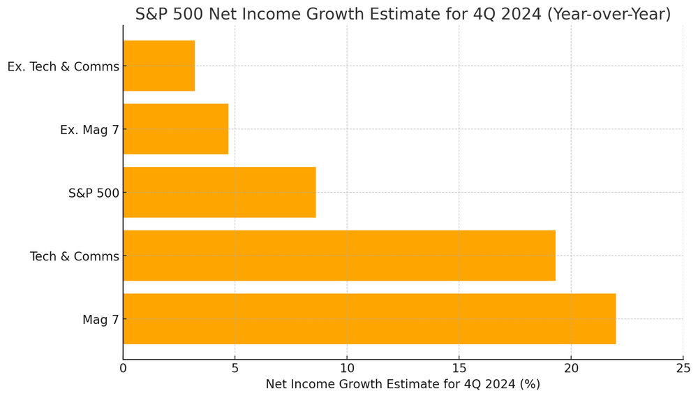 S&P 500: Verwachte nettowinstgroei  met de Mag 7 in de voorhoede - Chart