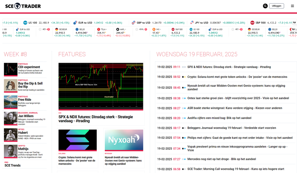 SCE Trader: schrijf je in en volg onze tips - Het dagboek voor de korte en lange termijn belegger!