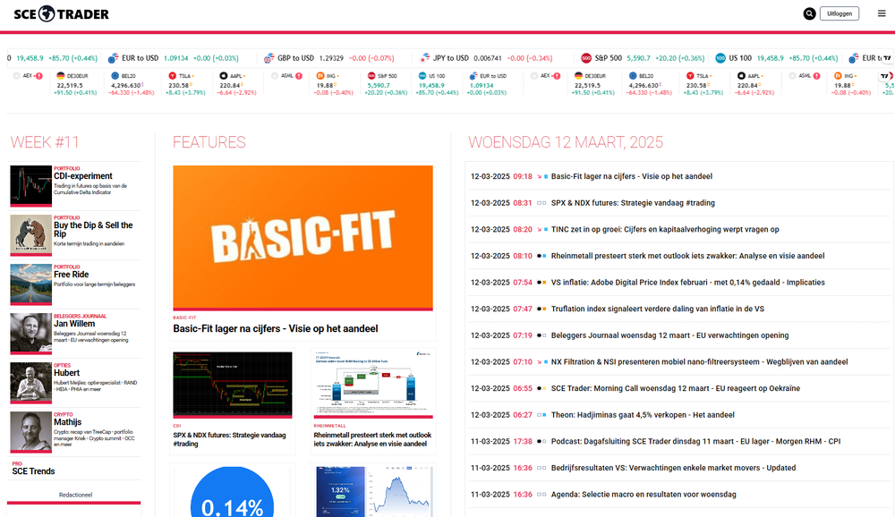 SCE Trader: schrijf je in en volg onze tips - Het dagboek voor de korte en lange termijn belegger!
