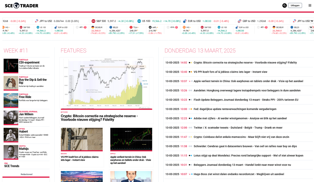 SCE Trader: schrijf je in en volg onze tips - Het dagboek voor de korte en lange termijn belegger!